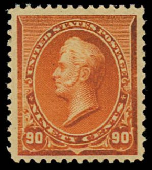 Value of US Stamp Scott Catalogue 229 - 90c 1890 Perry. Daniel Kelleher Auctions, Jul 2011, Sale 625, Lot 806