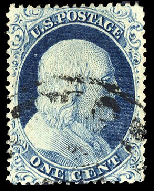US Stamp Price Scott Cat. #23: 1857 1c Franklin. Cherrystone Auctions, Oct 2012, Sale 201210, Lot 27