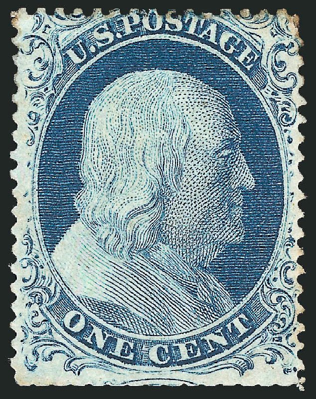 Values of US Stamps Scott Catalog 23 - 1857 1c Franklin. Robert Siegel Auction Galleries, Mar 2012, Sale 1021, Lot 157
