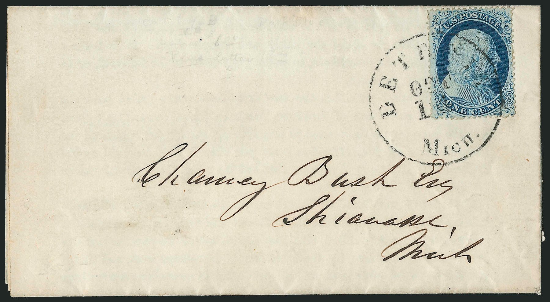 US Stamps Values Scott Catalog # 23: 1857 1c Franklin. Robert Siegel Auction Galleries, Dec 2010, Sale 998, Lot 487