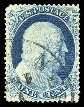 Cost of US Stamp Scott Catalogue 23: 1c 1857 Franklin. Matthew Bennett International, Mar 2011, Sale 337, Lot 2478