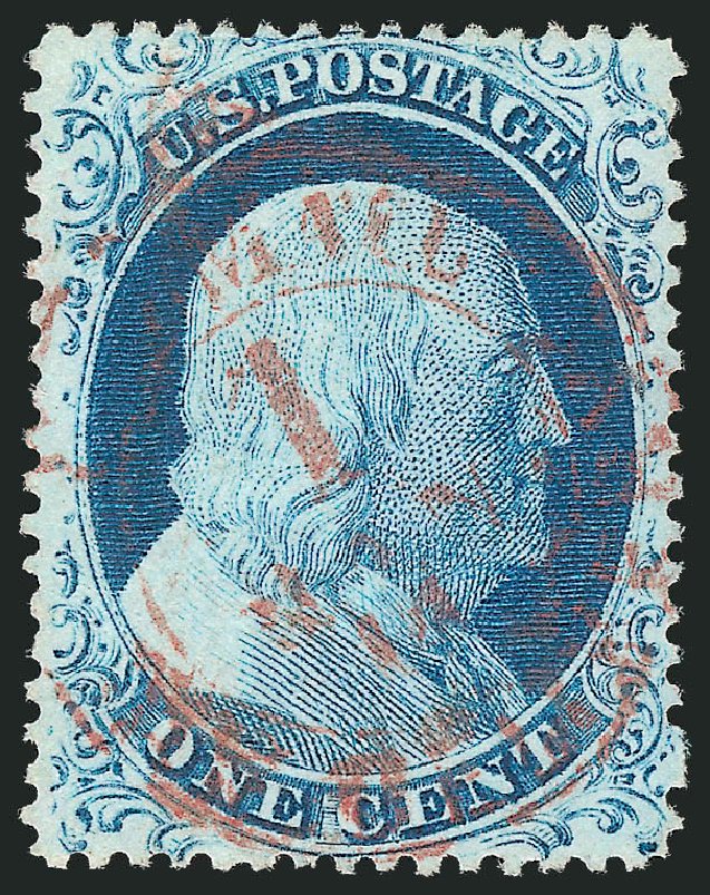 Cost of US Stamps Scott Cat. # 23 - 1857 1c Franklin. Robert Siegel Auction Galleries, Nov 2012, Sale 1034, Lot 48