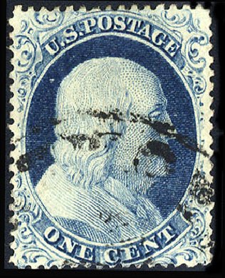 US Stamp Values Scott Cat. 23 - 1c 1857 Franklin. Cherrystone Auctions, May 2008, Sale 200805, Lot 69