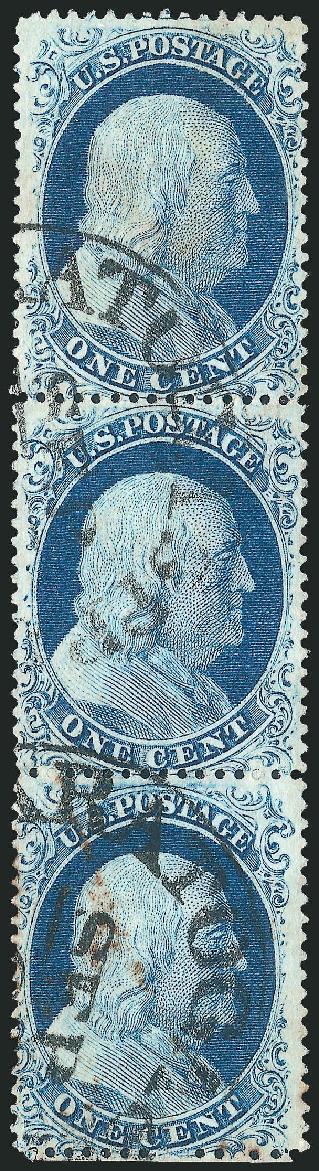 US Stamp Values Scott Catalogue #23 - 1c 1857 Franklin. Robert Siegel Auction Galleries, Dec 2010, Sale 998, Lot 480