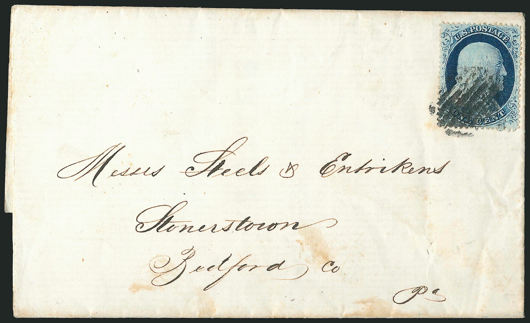 US Stamps Value Scott Cat. # 23 - 1857 1c Franklin. Robert Siegel Auction Galleries, Dec 2010, Sale 998, Lot 490