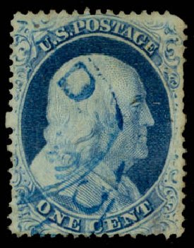 Values of US Stamp Scott Catalog 23 - 1857 1c Franklin. Daniel Kelleher Auctions, Sep 2014, Sale 655, Lot 171