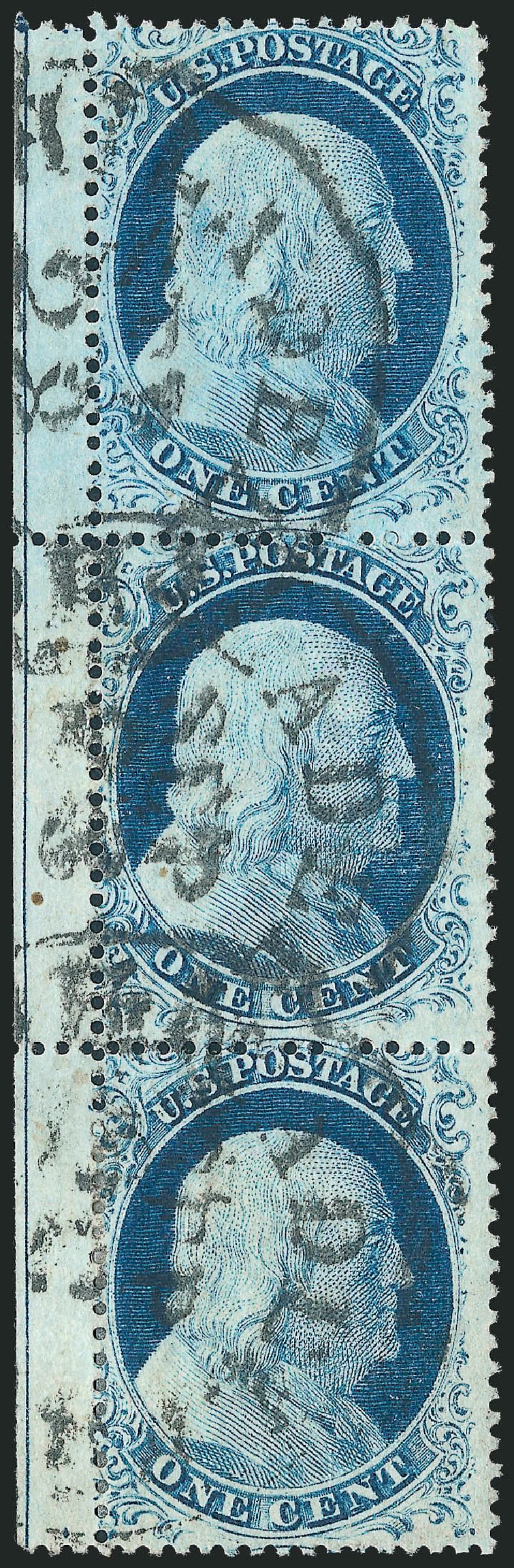 Value of US Stamp Scott Cat. #23 - 1c 1857 Franklin. Robert Siegel Auction Galleries, Dec 2010, Sale 998, Lot 454
