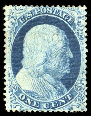 US Stamps Price Scott Cat. 23 - 1c 1857 Franklin. Matthew Bennett International, Jun 2008, Sale 328, Lot 505