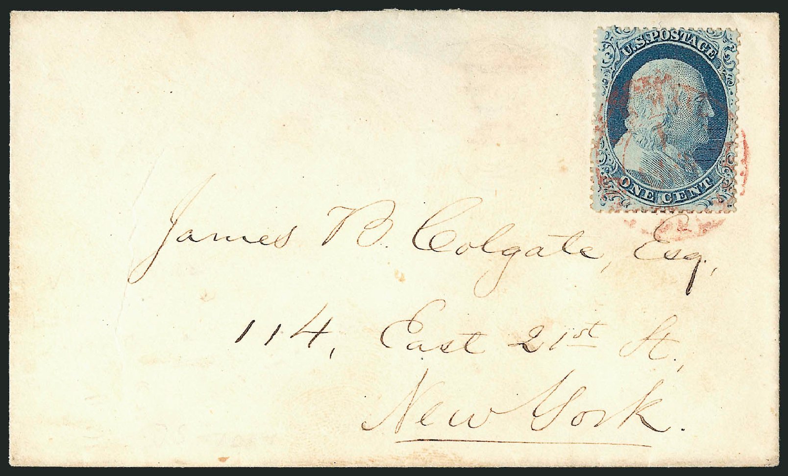 US Stamps Values Scott Catalogue # 23: 1c 1857 Franklin. Robert Siegel Auction Galleries, Dec 2010, Sale 998, Lot 485
