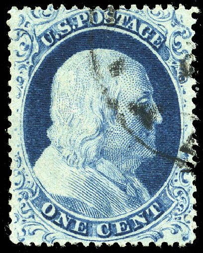 Prices of US Stamp Scott 23: 1857 1c Franklin. Matthew Bennett International, May 2014, Sale 350, Lot 52