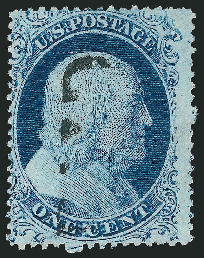 US Stamp Values Scott Catalogue # 23 - 1857 1c Franklin. Robert Siegel Auction Galleries, Dec 2008, Sale 967, Lot 4122