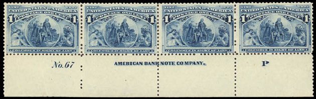 Values of US Stamp Scott 230: 1c 1893 Columbian Exposition. Daniel Kelleher Auctions, Jan 2012, Sale 628, Lot 348
