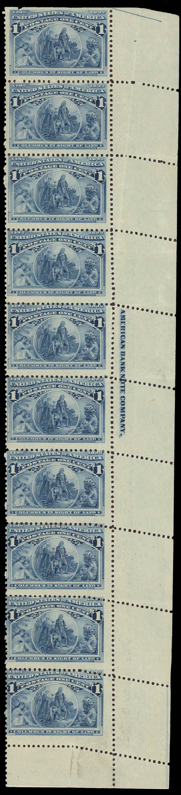 Value of US Stamps Scott Cat. #230 - 1893 1c Columbian Exposition. Daniel Kelleher Auctions, Aug 2012, Sale 631, Lot 1388