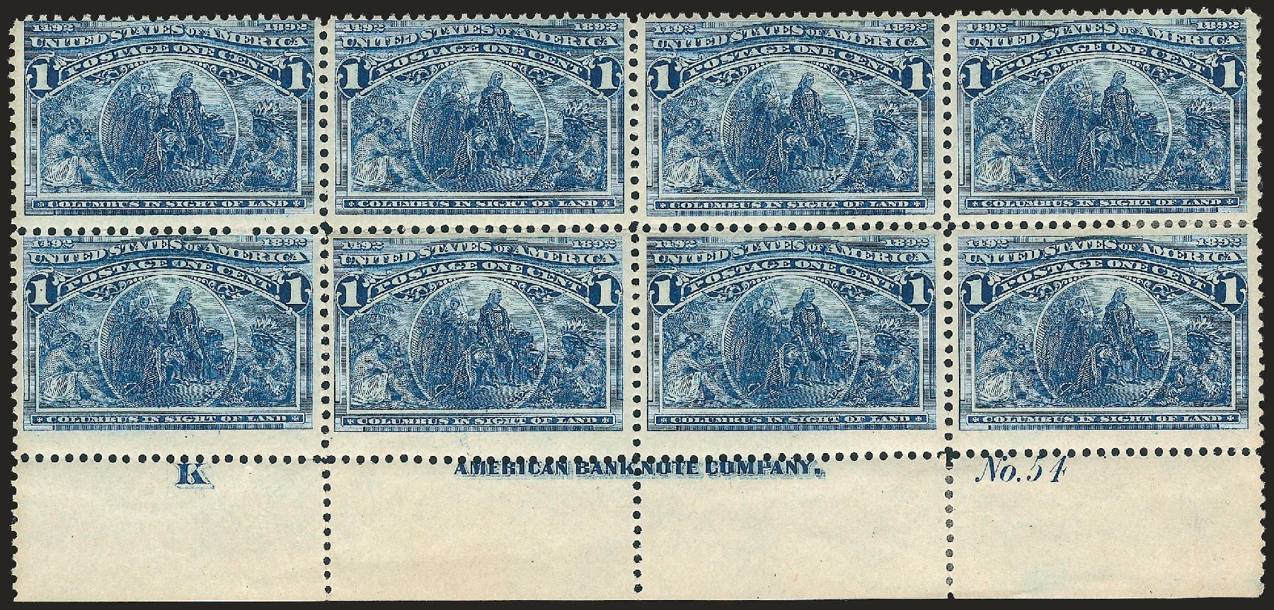 US Stamps Prices Scott Catalog 230: 1893 1c Columbian Exposition. Robert Siegel Auction Galleries, Apr 2009, Sale 971, Lot 1008