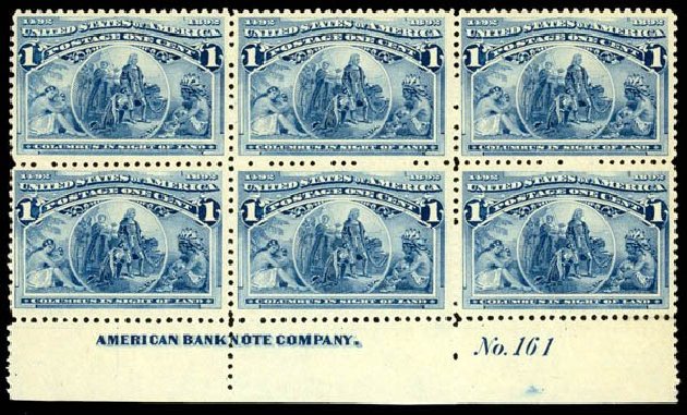 Value of US Stamp Scott Catalog 230 - 1893 1c Columbian Exposition. Daniel Kelleher Auctions, Apr 2013, Sale 636, Lot 179