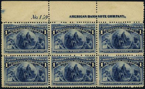 Value of US Stamps Scott Catalog 230 - 1893 1c Columbian Exposition. Harmer-Schau Auction Galleries, Oct 2011, Sale 91, Lot 220