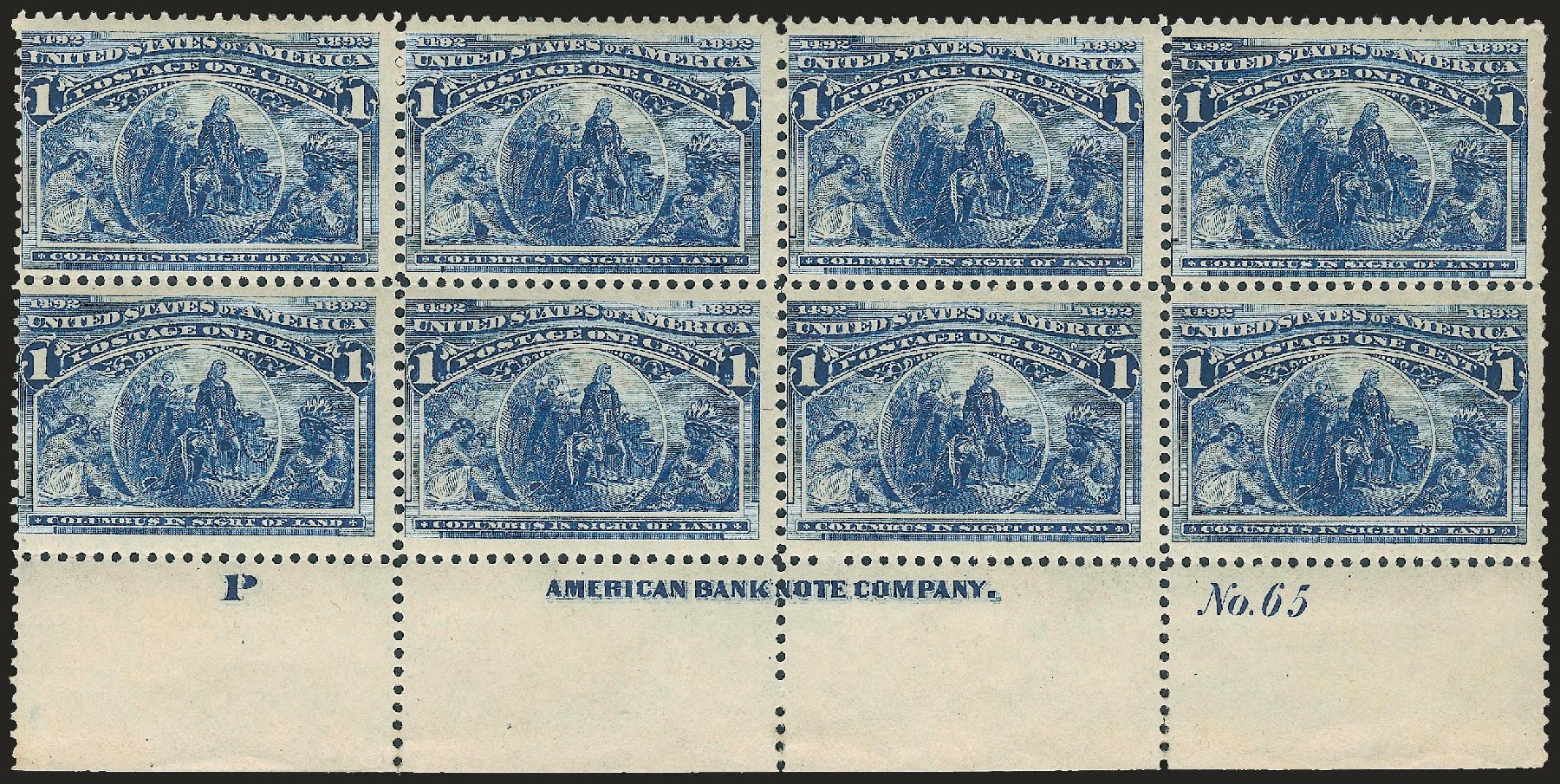 US Stamps Values Scott Cat. 230 - 1c 1893 Columbian Exposition. Robert Siegel Auction Galleries, Apr 2009, Sale 971, Lot 1010