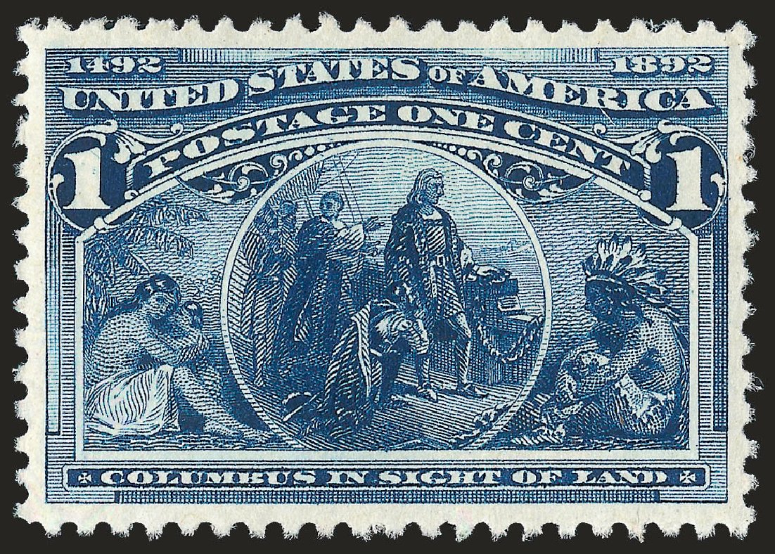 US Stamps Values Scott 230 - 1c 1893 Columbian Exposition. Robert Siegel Auction Galleries, Dec 2008, Sale 967, Lot 4351