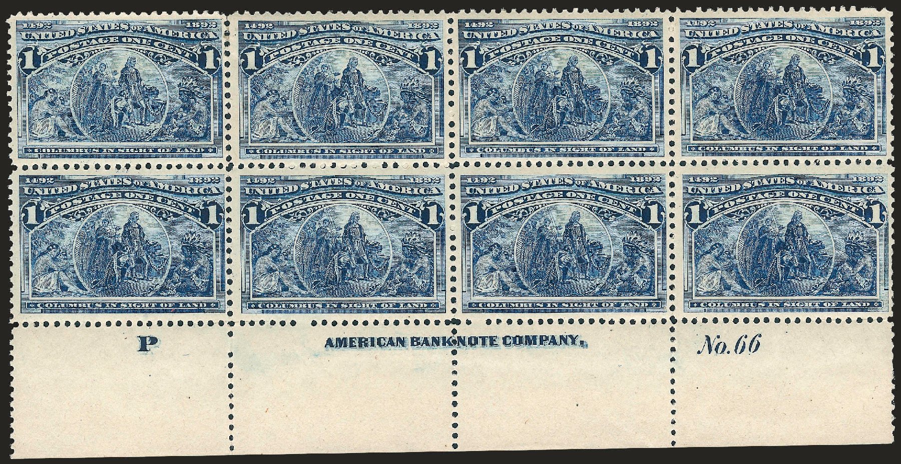 US Stamps Values Scott #230: 1893 1c Columbian Exposition. Robert Siegel Auction Galleries, Apr 2009, Sale 971, Lot 1011
