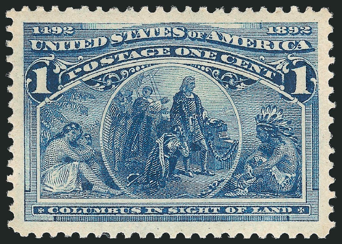 US Stamp Values Scott Catalog 230 - 1893 1c Columbian Exposition. Robert Siegel Auction Galleries, Dec 2010, Sale 1000, Lot 1114
