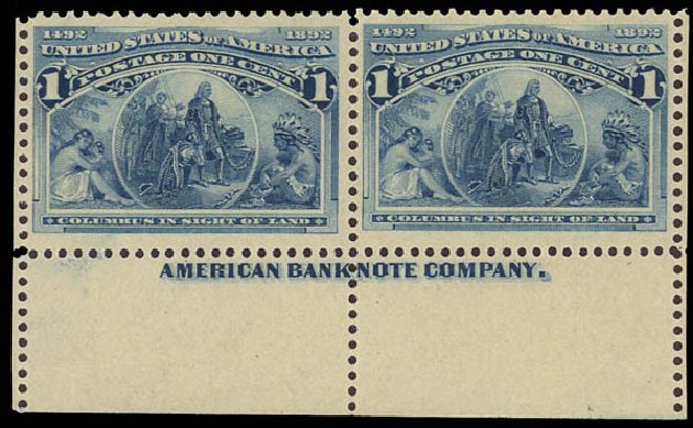 Price of US Stamps Scott Catalogue 230: 1c 1893 Columbian Exposition. Daniel Kelleher Auctions, Jun 2012, Sale 630, Lot 1495