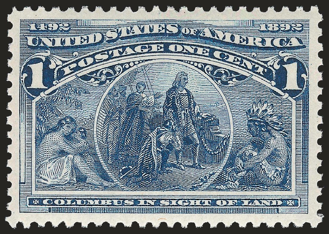US Stamp Values Scott Catalog # 230 - 1c 1893 Columbian Exposition. Robert Siegel Auction Galleries, Jun 2009, Sale 975, Lot 1475