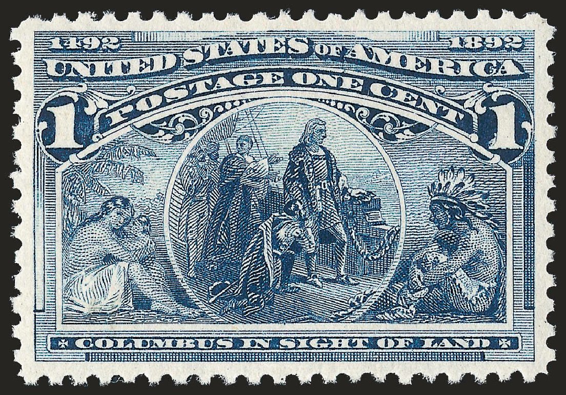 Value of US Stamps Scott Catalogue # 230 - 1893 1c Columbian Exposition. Robert Siegel Auction Galleries, Dec 2009, Sale 982, Lot 5535