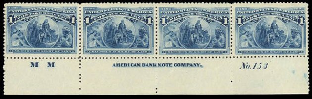 Costs of US Stamps Scott Catalog 230 - 1893 1c Columbian Exposition. Daniel Kelleher Auctions, Oct 2012, Sale 632, Lot 1122