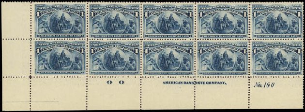 Costs of US Stamp Scott 230 - 1893 1c Columbian Exposition. Daniel Kelleher Auctions, Oct 2012, Sale 632, Lot 1123