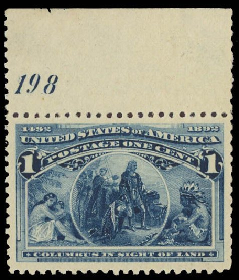 US Stamps Price Scott Cat. # 230 - 1c 1893 Columbian Exposition. Daniel Kelleher Auctions, Jun 2012, Sale 630, Lot 1496