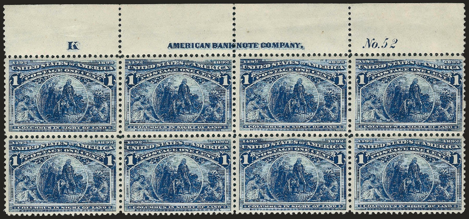 US Stamps Value Scott Catalogue 230: 1893 1c Columbian Exposition. Robert Siegel Auction Galleries, Apr 2009, Sale 971, Lot 1006