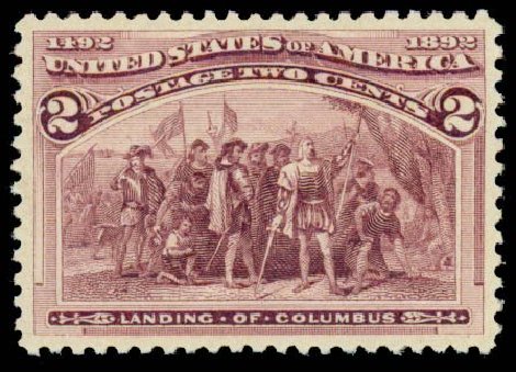 US Stamp Values Scott Catalogue # 231 - 2c 1893 Columbian Exposition. Daniel Kelleher Auctions, Sep 2013, Sale 639, Lot 1068