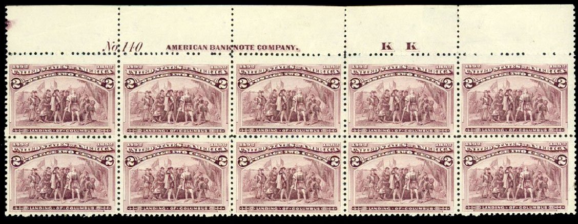 Price of US Stamps Scott Catalogue 231 - 2c 1893 Columbian Exposition. Daniel Kelleher Auctions, Dec 2013, Sale 640, Lot 189