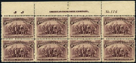US Stamps Price Scott Cat. #231 - 1893 2c Columbian Exposition. Harmer-Schau Auction Galleries, Jan 2013, Sale 96, Lot 500
