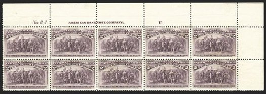 Value of US Stamps Scott Catalogue # 231 - 1893 2c Columbian Exposition. Spink Shreves Galleries, Mar 2013, Sale 142, Lot 224