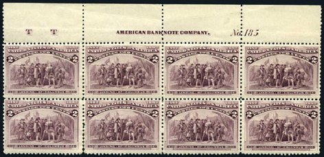 US Stamp Values Scott Catalog # 231: 2c 1893 Columbian Exposition. Harmer-Schau Auction Galleries, Feb 2009, Sale 80, Lot 1195