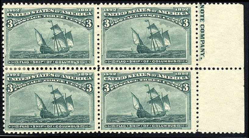 Cost of US Stamp Scott Cat. #232 - 1893 3c Columbian Exposition. Cherrystone Auctions, Jan 2008, Sale 200801, Lot 1147