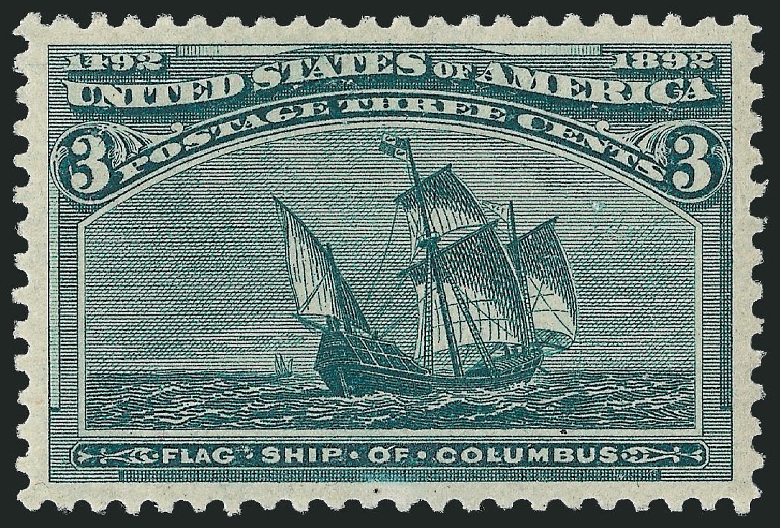 Price of US Stamps Scott Catalogue # 232 - 1893 3c Columbian Exposition. Robert Siegel Auction Galleries, Dec 2008, Sale 967, Lot 4357