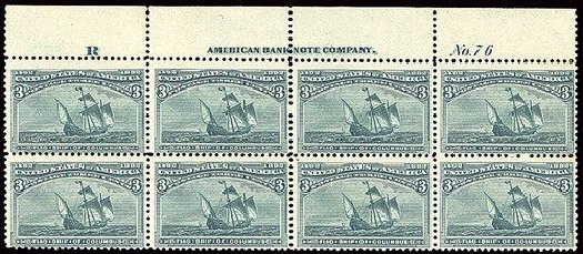 Values of US Stamp Scott Catalogue 232 - 1893 3c Columbian Exposition. Spink Shreves Galleries, Jan 2014, Sale 146, Lot 297