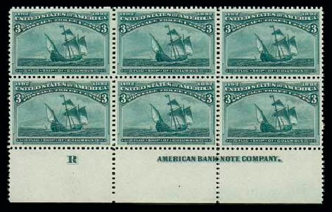 Cost of US Stamp Scott Catalogue 232: 1893 3c Columbian Exposition. Matthew Bennett International, Dec 2007, Sale 325, Lot 1718