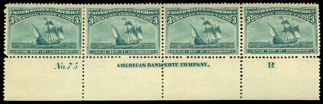 Costs of US Stamp Scott 232 - 1893 3c Columbian Exposition. Daniel Kelleher Auctions, Mar 2013, Sale 635, Lot 338