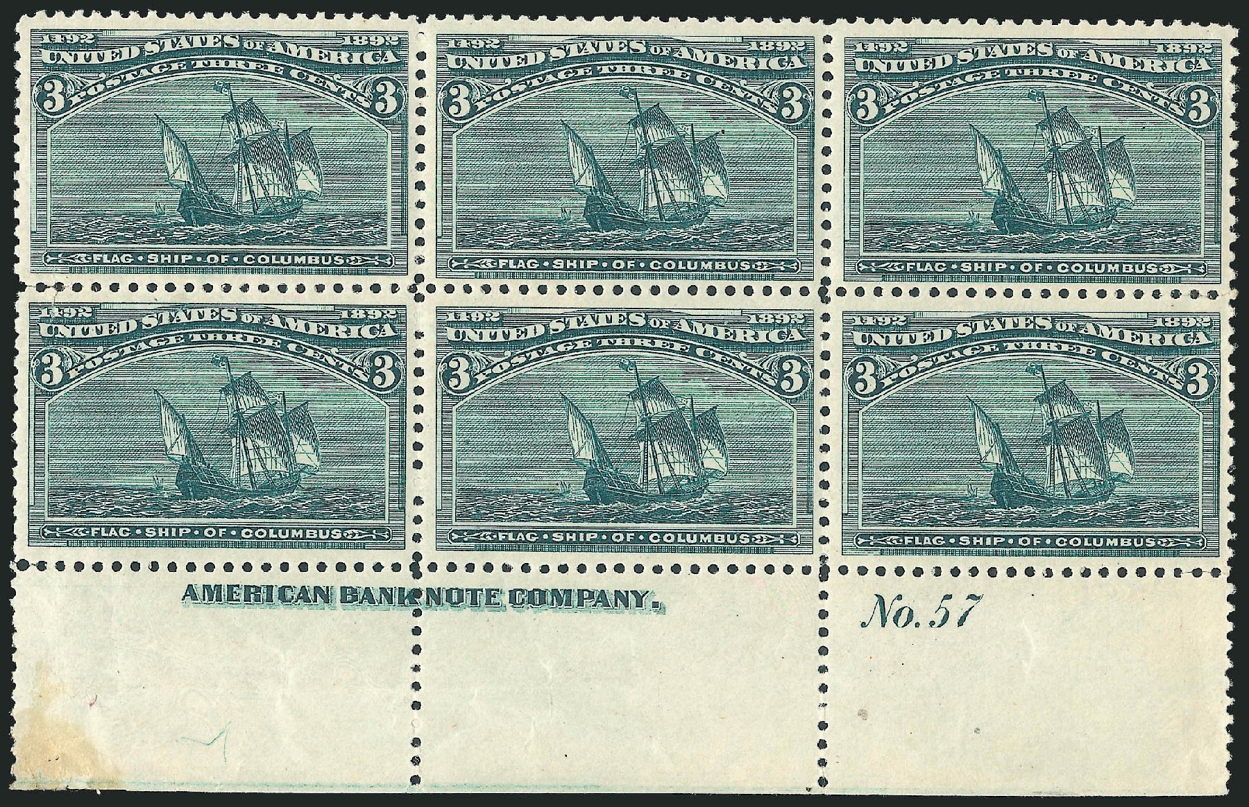 Value of US Stamp Scott Catalogue # 232: 1893 3c Columbian Exposition. Robert Siegel Auction Galleries, Dec 2010, Sale 1000, Lot 1118