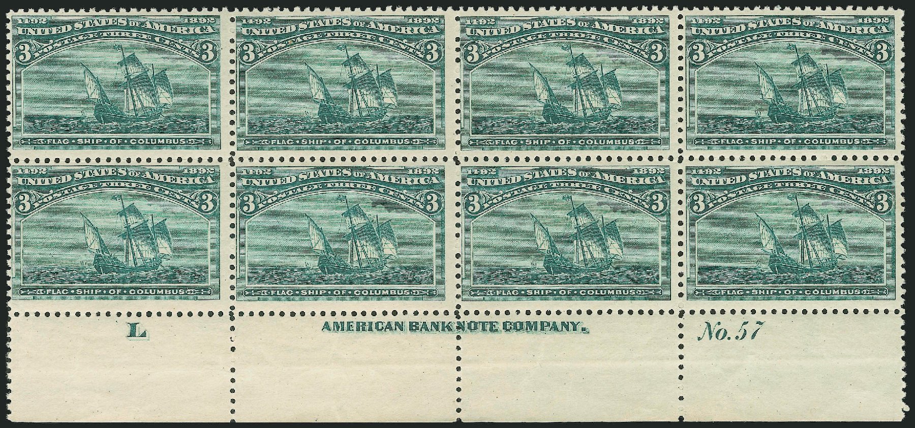 Values of US Stamp Scott Catalog 232 - 3c 1893 Columbian Exposition. Robert Siegel Auction Galleries, Oct 2011, Sale 1014, Lot 1478