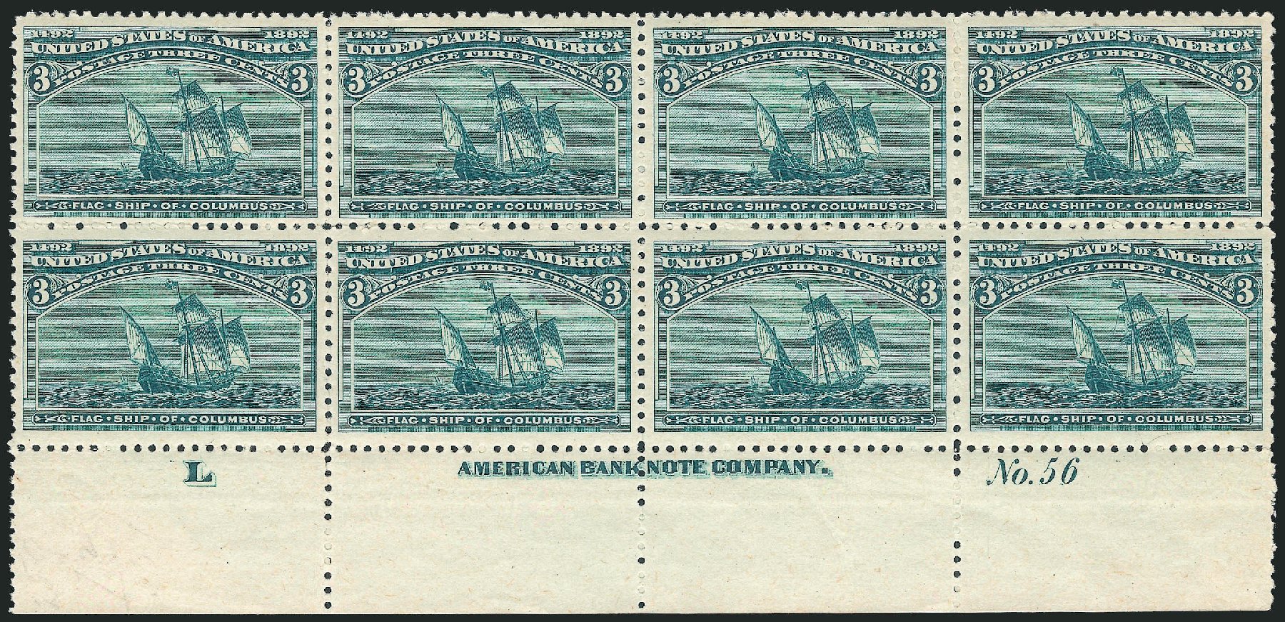 Cost of US Stamps Scott Catalogue #232 - 1893 3c Columbian Exposition. Robert Siegel Auction Galleries, Dec 2012, Sale 1037, Lot 1808