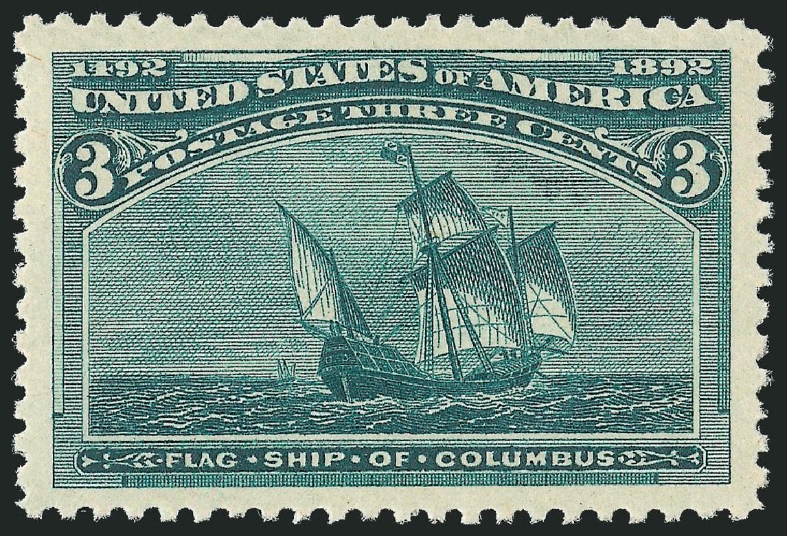 US Stamps Values Scott Cat. 232: 3c 1893 Columbian Exposition. Robert Siegel Auction Galleries, Nov 2013, Sale 1057, Lot 818