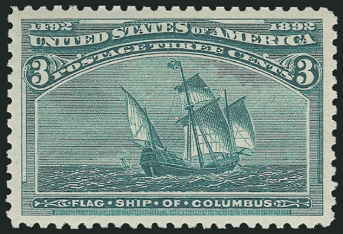 Value of US Stamp Scott Catalog #232 - 1893 3c Columbian Exposition. Robert Siegel Auction Galleries, Dec 2009, Sale 982, Lot 5538