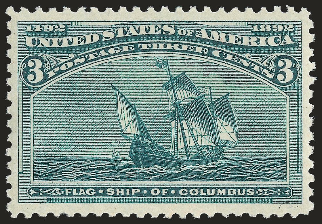 US Stamps Values Scott Catalogue # 232: 1893 3c Columbian Exposition. Robert Siegel Auction Galleries, Jun 2009, Sale 975, Lot 1489