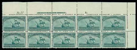 US Stamp Values Scott Cat. 232: 3c 1893 Columbian Exposition. Matthew Bennett International, Dec 2007, Sale 325, Lot 1720