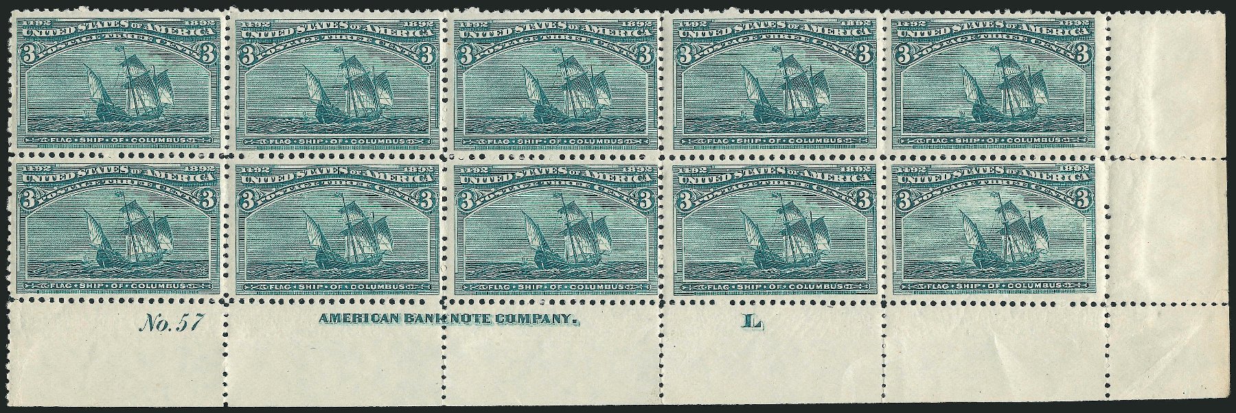 Price of US Stamps Scott Catalog 232: 1893 3c Columbian Exposition. Robert Siegel Auction Galleries, Apr 2009, Sale 971, Lot 1110
