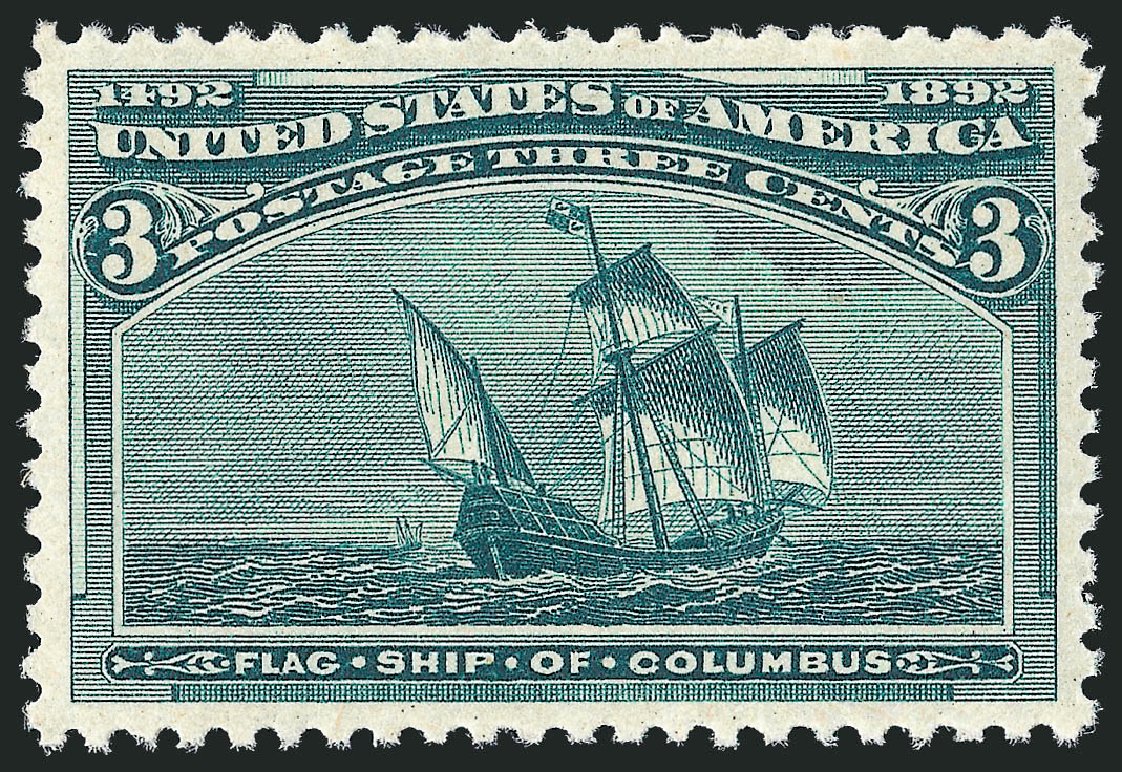 US Stamps Values Scott Catalog # 232 - 1893 3c Columbian Exposition. Robert Siegel Auction Galleries, Oct 2010, Sale 997, Lot 5670